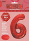 Red "6" Numeral Foil Balloon 86cm (34"